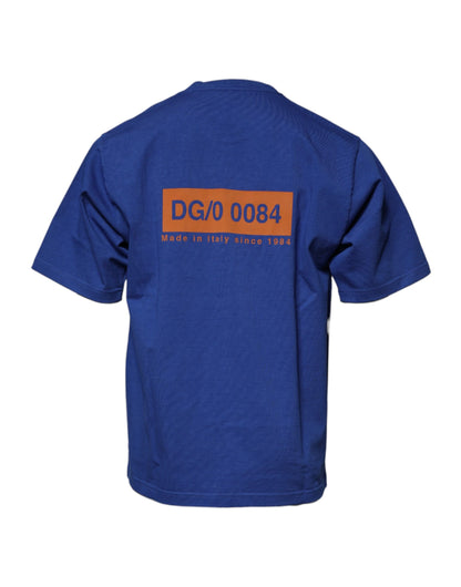 Dolce & Gabbana Blue Graphic Print Cotton Crew Neck T-shirt