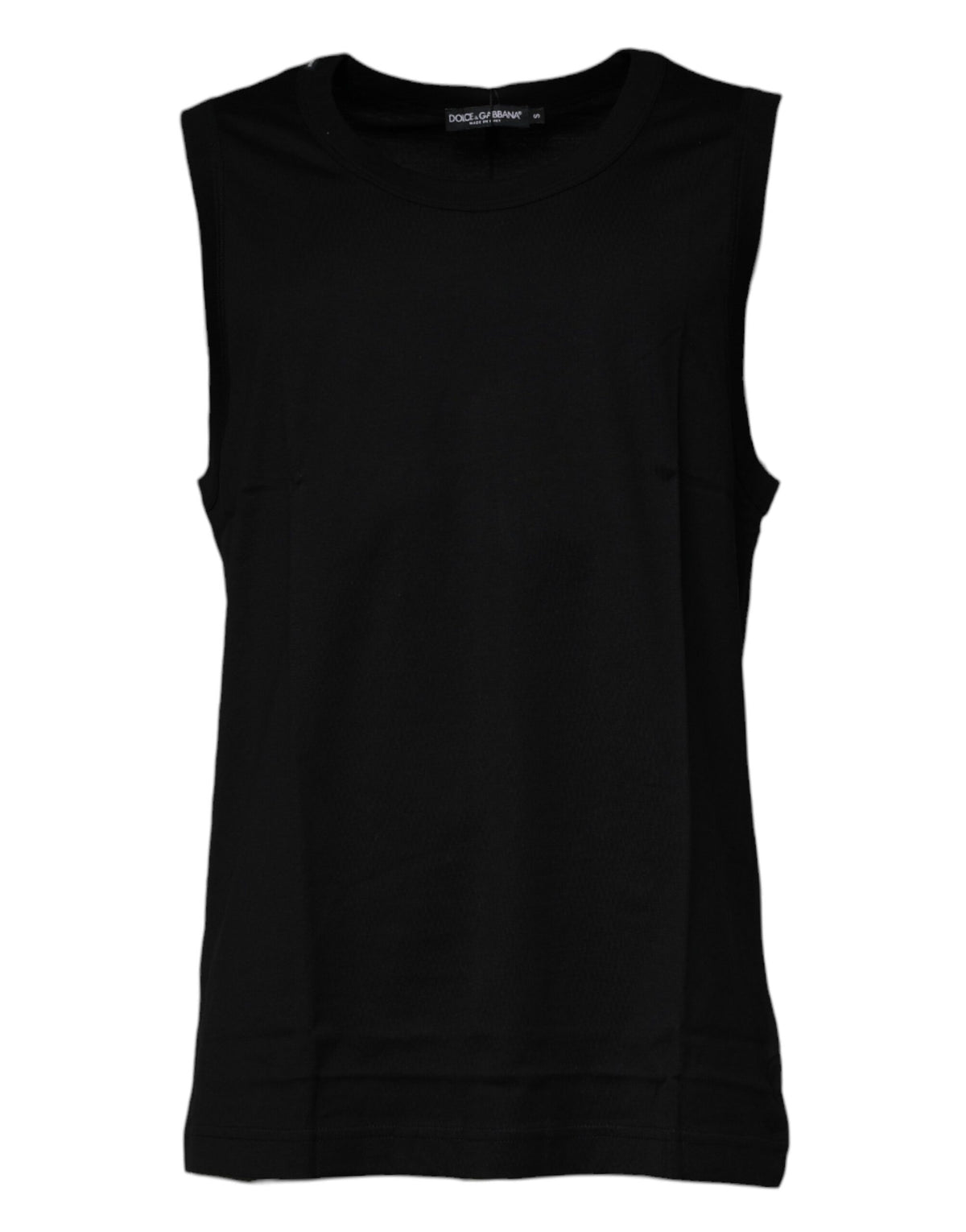 T-shirt noir en coton à col rond et sans manches de Dolce &amp; Gabbana