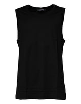 T-shirt noir en coton à col rond et sans manches de Dolce &amp; Gabbana