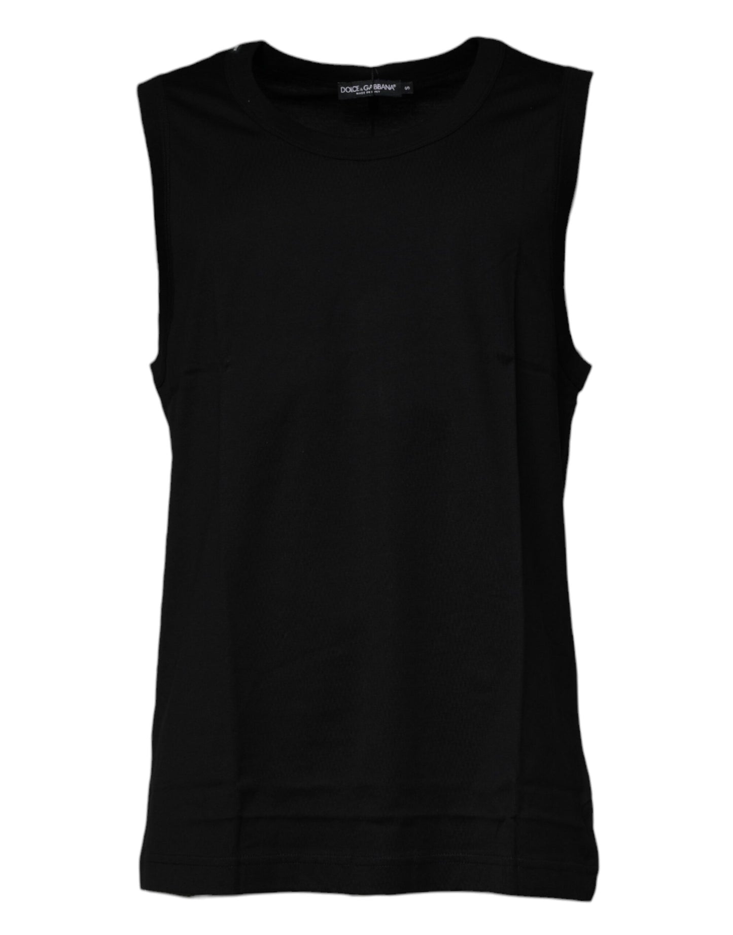 T-shirt noir en coton à col rond et sans manches de Dolce &amp; Gabbana