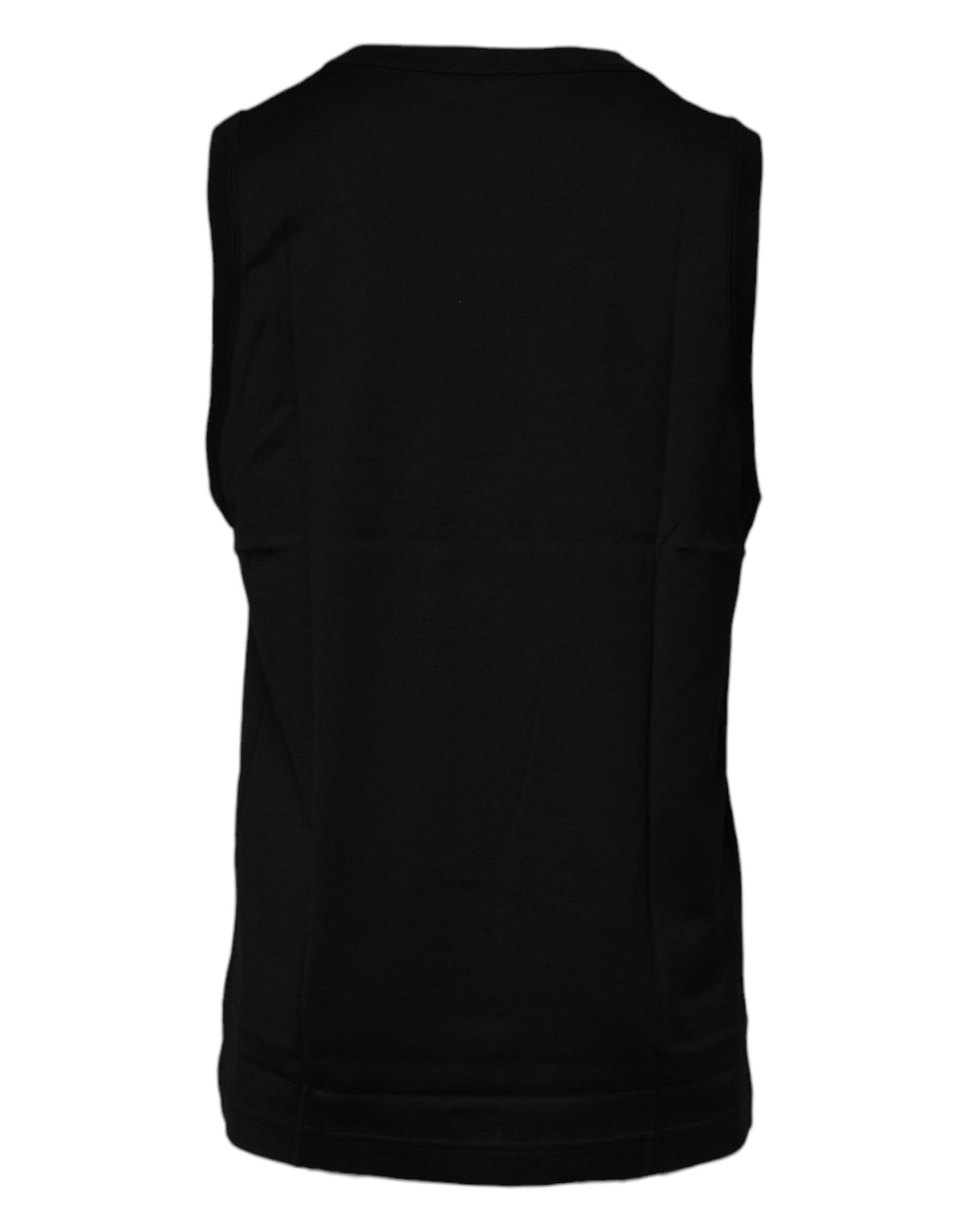T-shirt noir en coton à col rond et sans manches de Dolce &amp; Gabbana