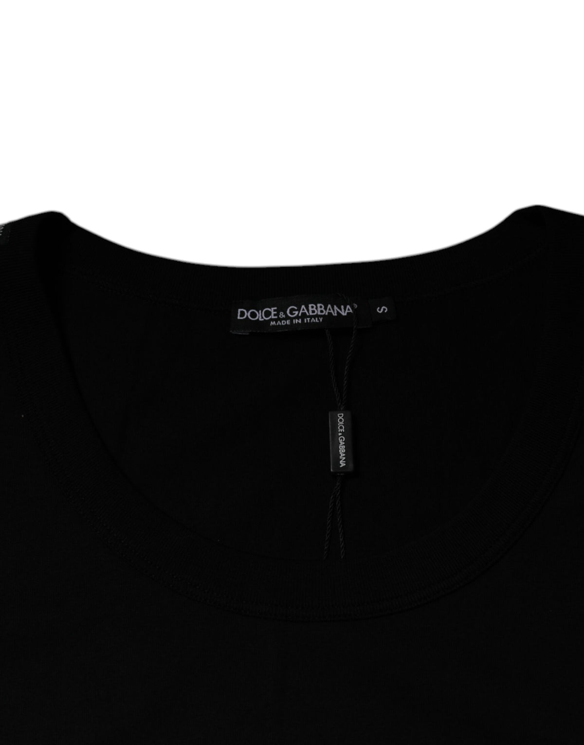 T-shirt noir en coton à col rond et sans manches de Dolce &amp; Gabbana