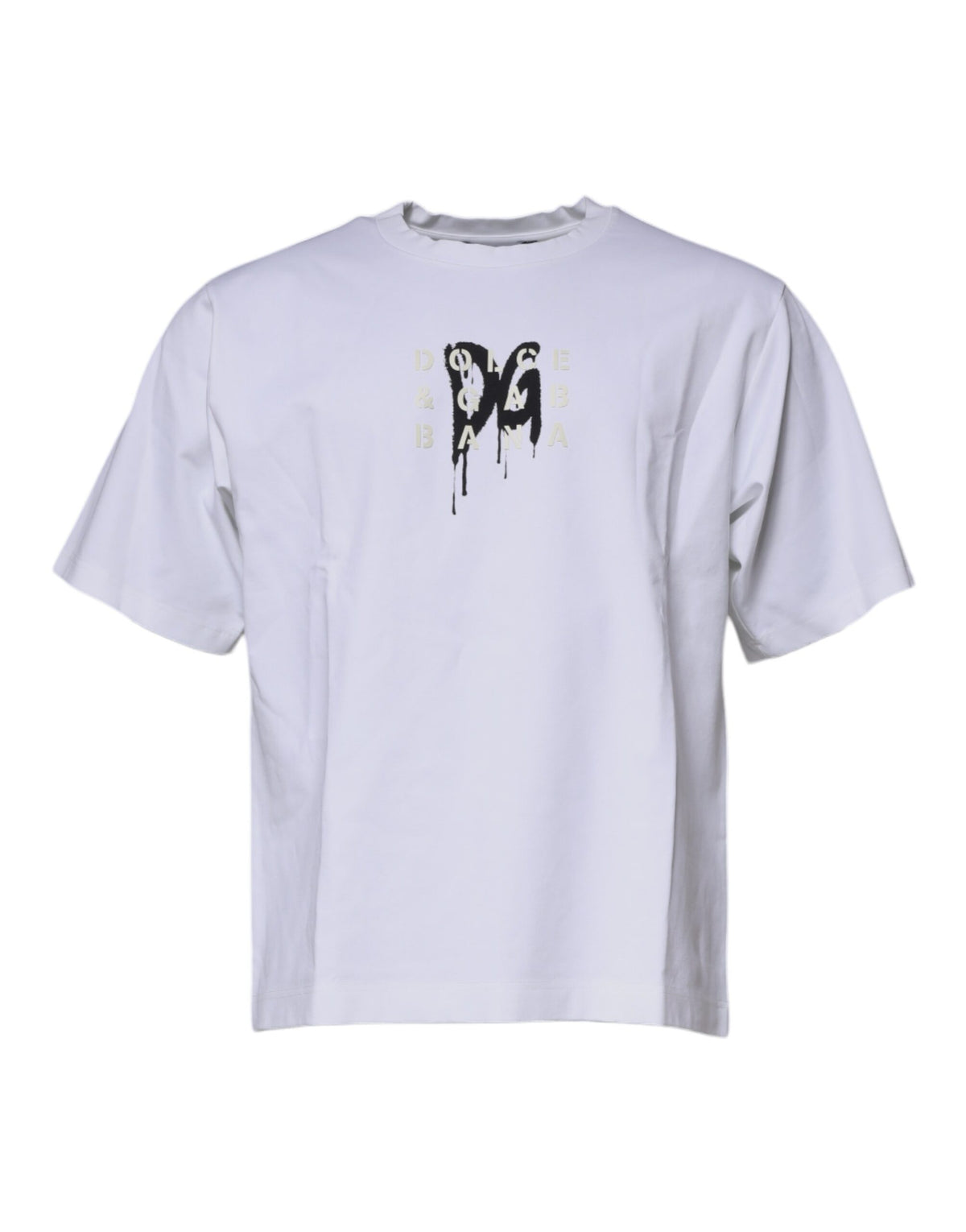 T-shirt en coton à col rond blanc avec logo DG de Dolce &amp; Gabbana