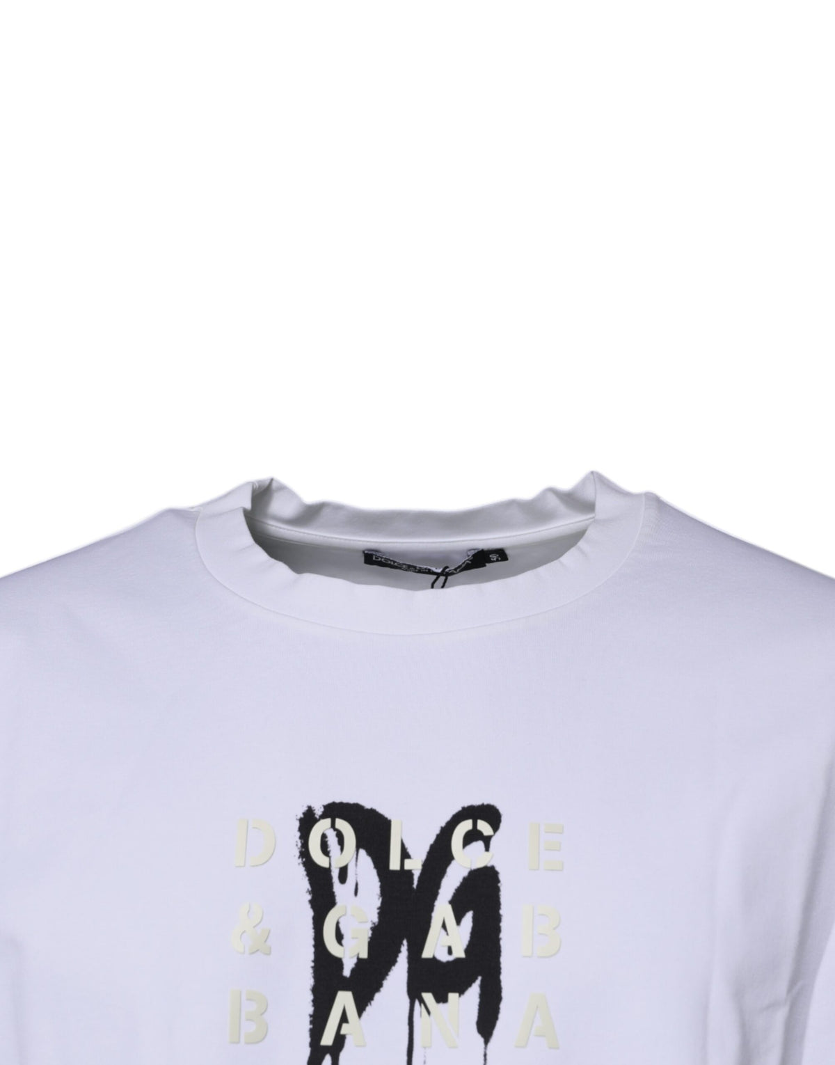T-shirt en coton à col rond blanc avec logo DG de Dolce &amp; Gabbana
