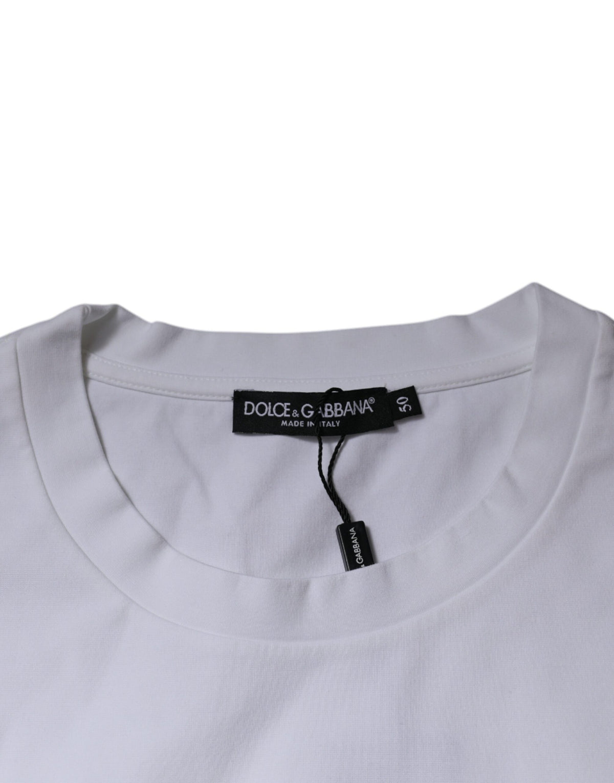 T-shirt en coton à col rond blanc avec logo DG de Dolce &amp; Gabbana