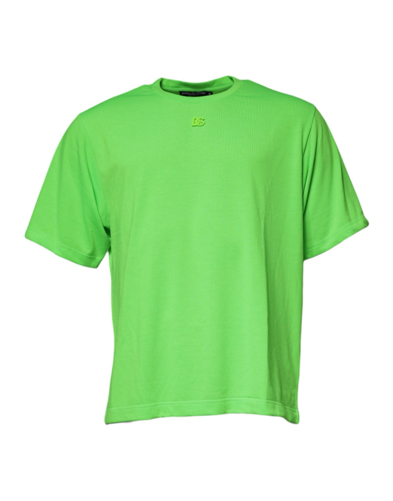Dolce &amp; Gabbana Groen DG Logo Katoenen T-shirt met Ronde Hals