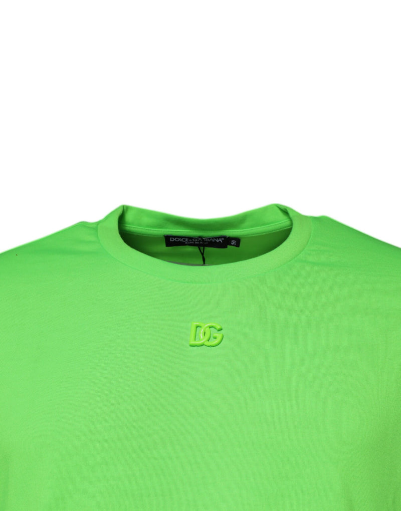 Dolce &amp; Gabbana Groen DG Logo Katoenen T-shirt met Ronde Hals