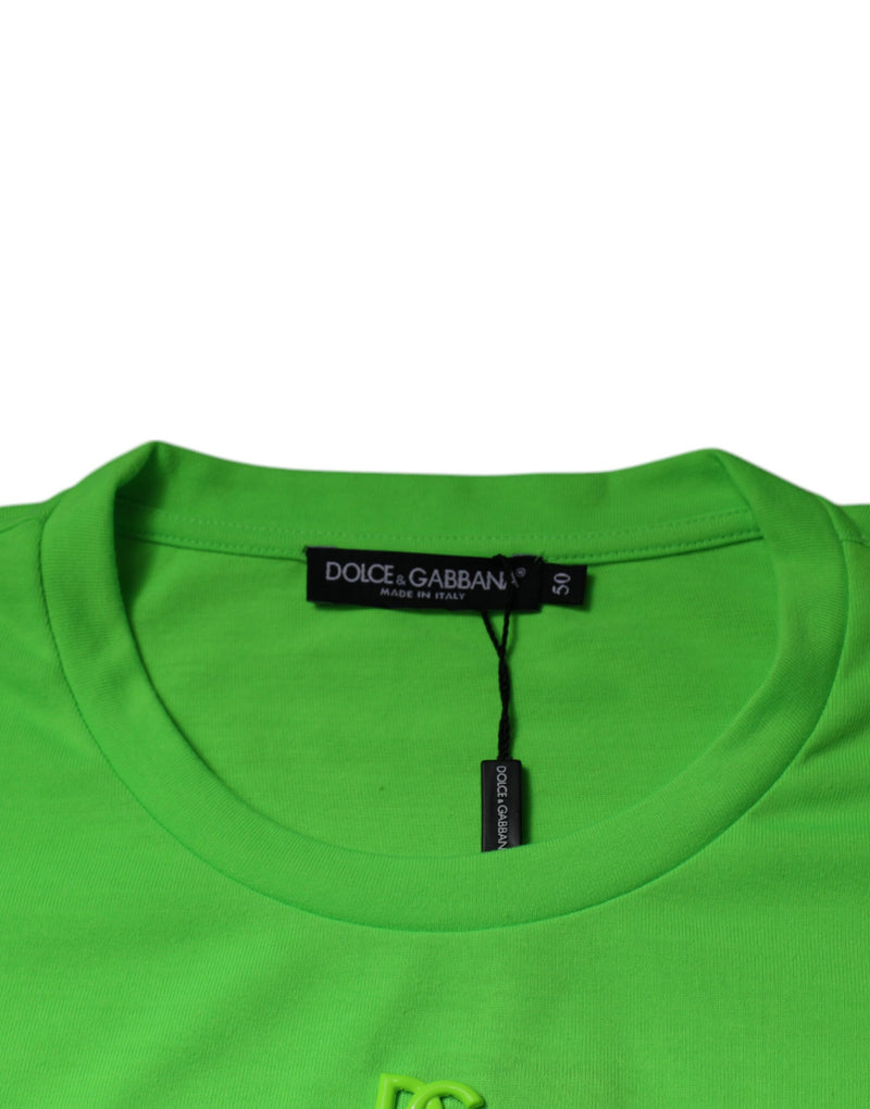 Dolce &amp; Gabbana Groen DG Logo Katoenen T-shirt met Ronde Hals