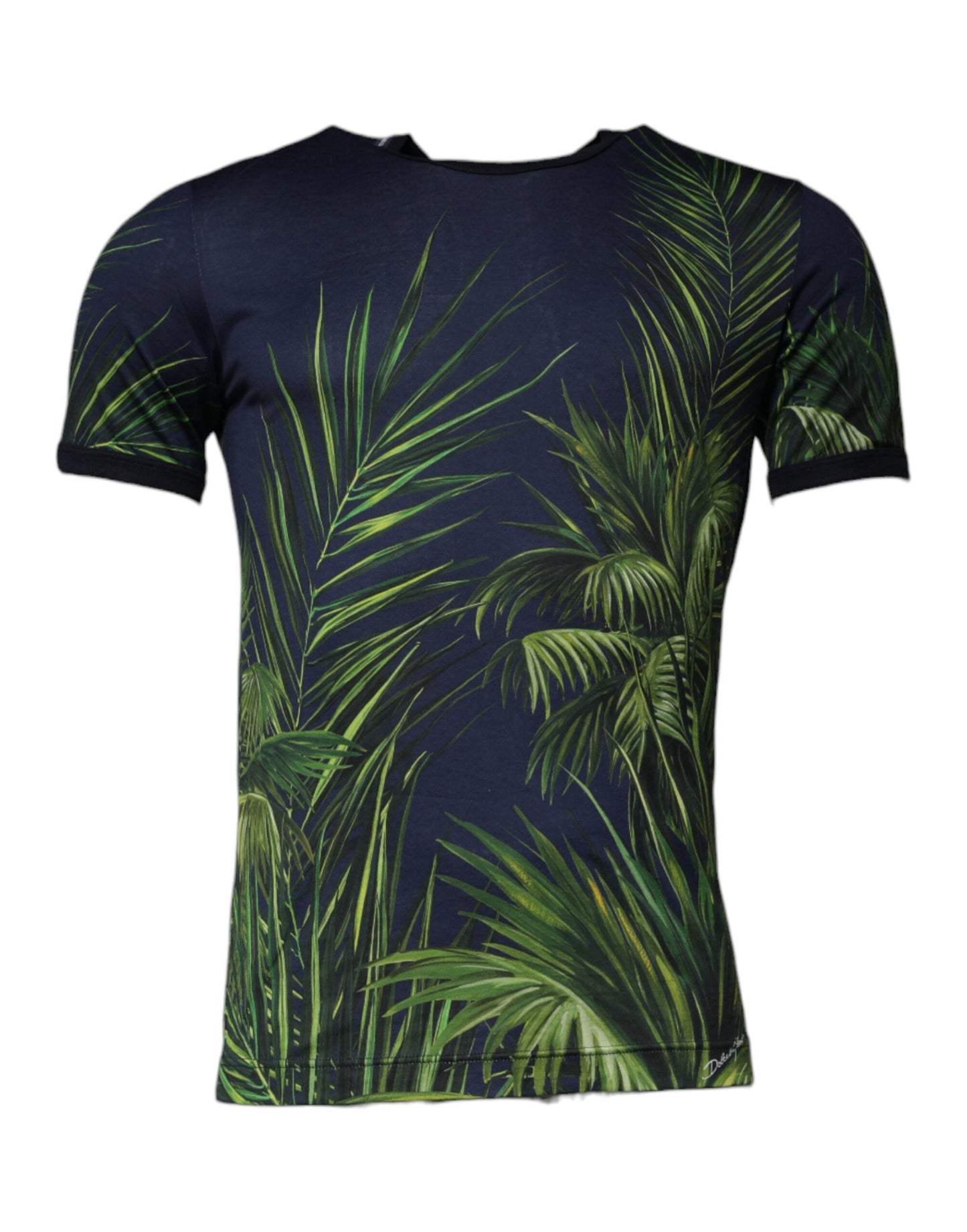 Dolce &amp; Gabbana T-shirt met blauwe boomprint, ronde hals en korte mouwen