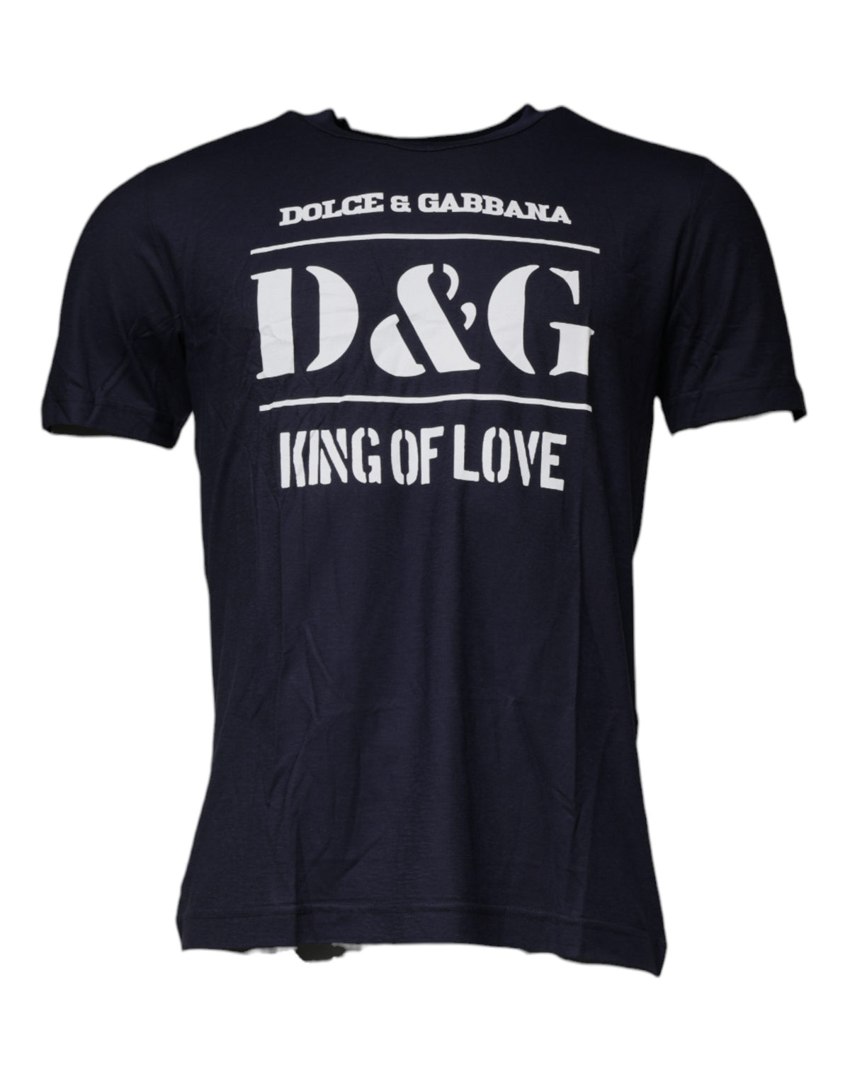 T-shirt en coton à col rond bleu Dolce &amp; Gabbana D&amp;G King Of Love