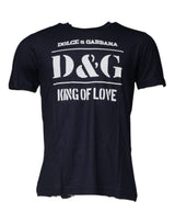 T-shirt en coton à col rond bleu Dolce &amp; Gabbana D&amp;G King Of Love