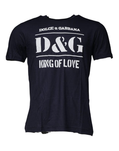 T-shirt en coton à col rond bleu Dolce &amp; Gabbana D&amp;G King Of Love