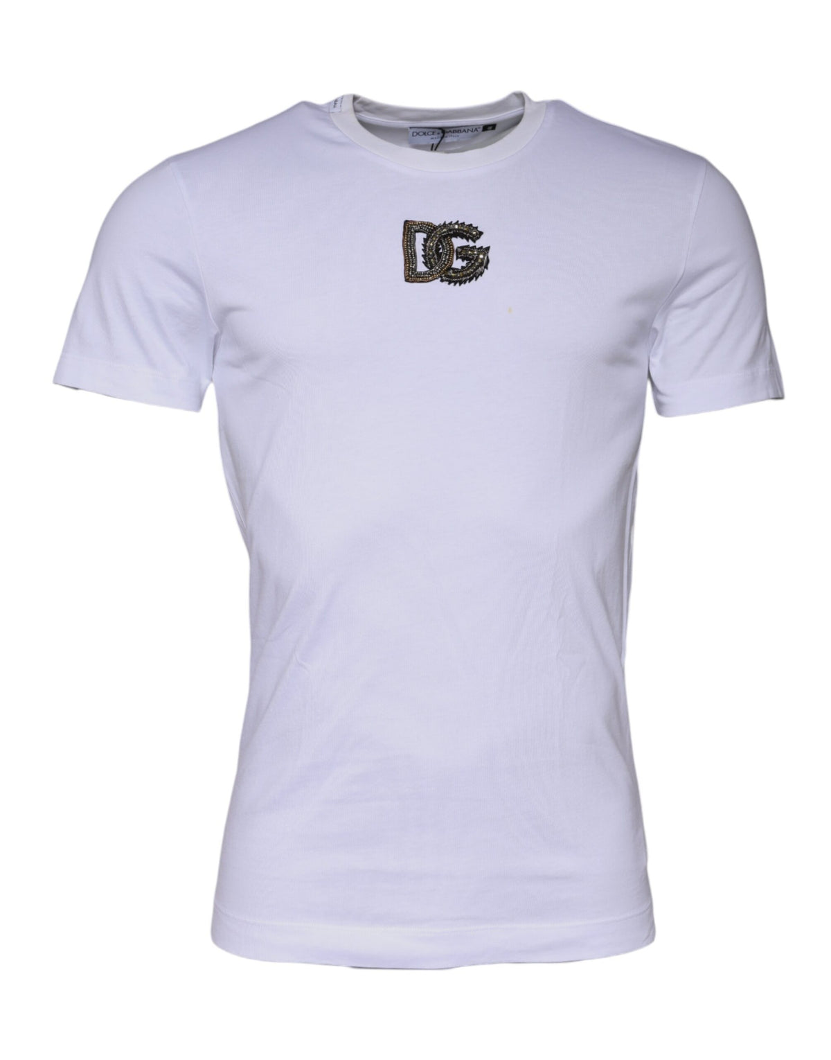 T-shirt en coton à col rond blanc avec logo DG de Dolce &amp; Gabbana