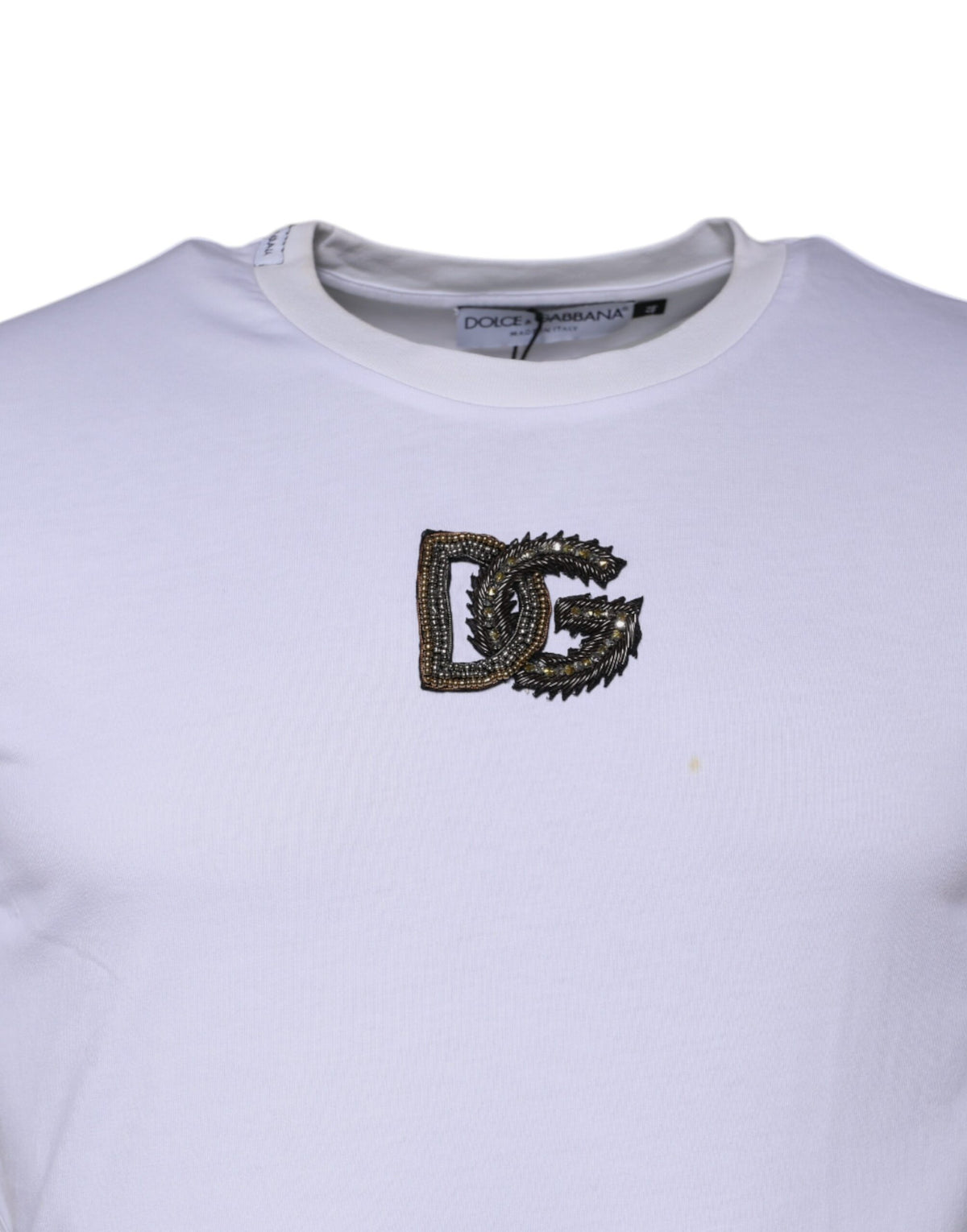T-shirt en coton à col rond blanc avec logo DG de Dolce &amp; Gabbana
