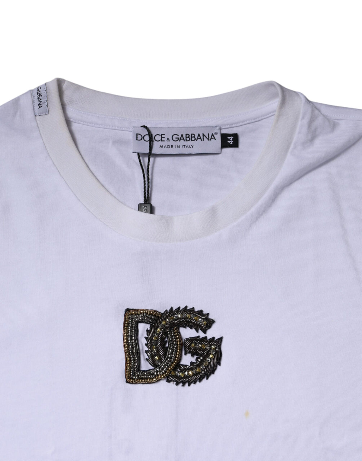 T-shirt en coton à col rond blanc avec logo DG de Dolce &amp; Gabbana