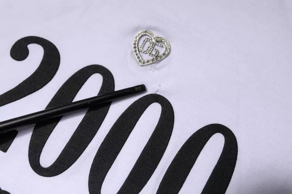 T-shirt en coton à col rond blanc avec imprimé graphique de Dolce &amp; Gabbana
