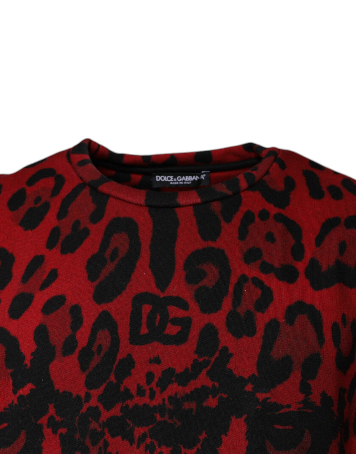 T-shirt sans manches en coton à imprimé léopard rouge de Dolce &amp; Gabbana