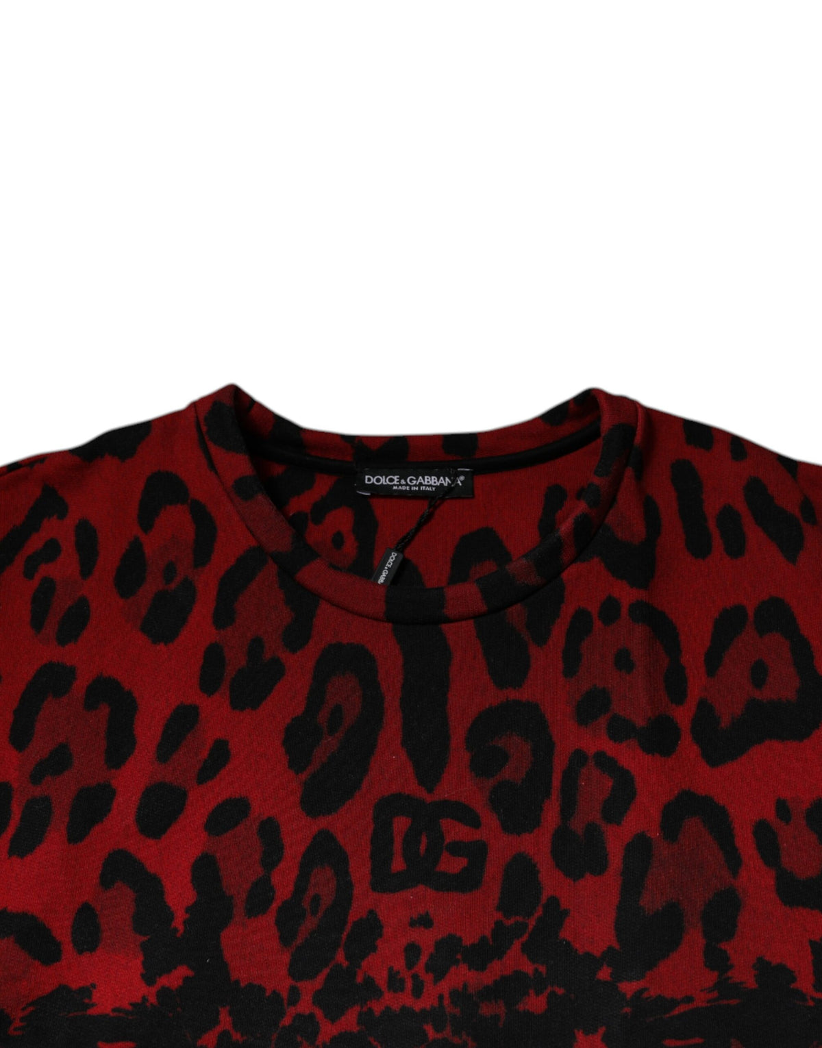 T-shirt sans manches en coton à imprimé léopard rouge de Dolce &amp; Gabbana