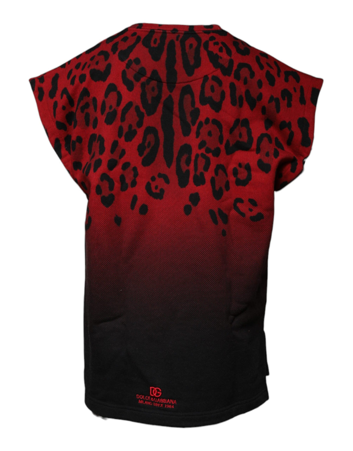 T-shirt sans manches en coton à imprimé léopard rouge de Dolce &amp; Gabbana