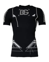 T-shirt en nylon à col rond noir avec imprimé graphique de Dolce &amp; Gabbana