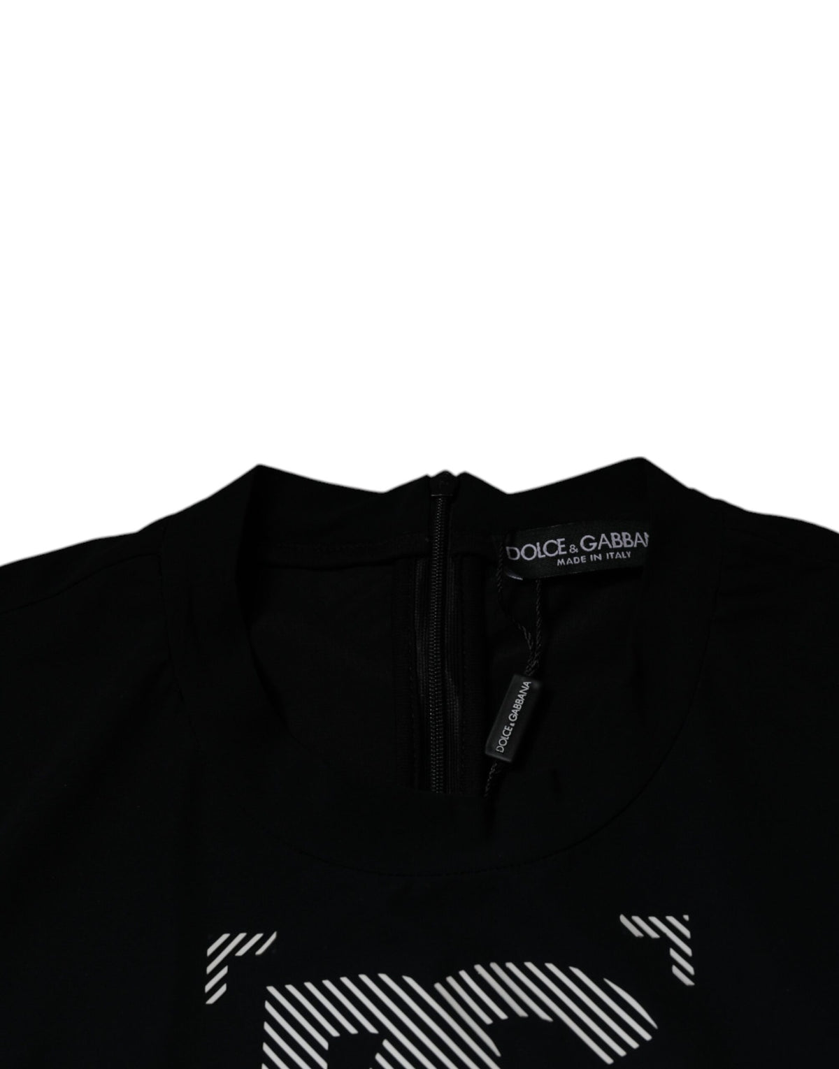 T-shirt en nylon à col rond noir avec imprimé graphique de Dolce &amp; Gabbana