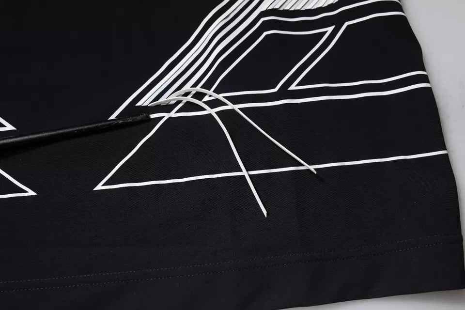 T-shirt en nylon à col rond noir avec imprimé graphique de Dolce &amp; Gabbana