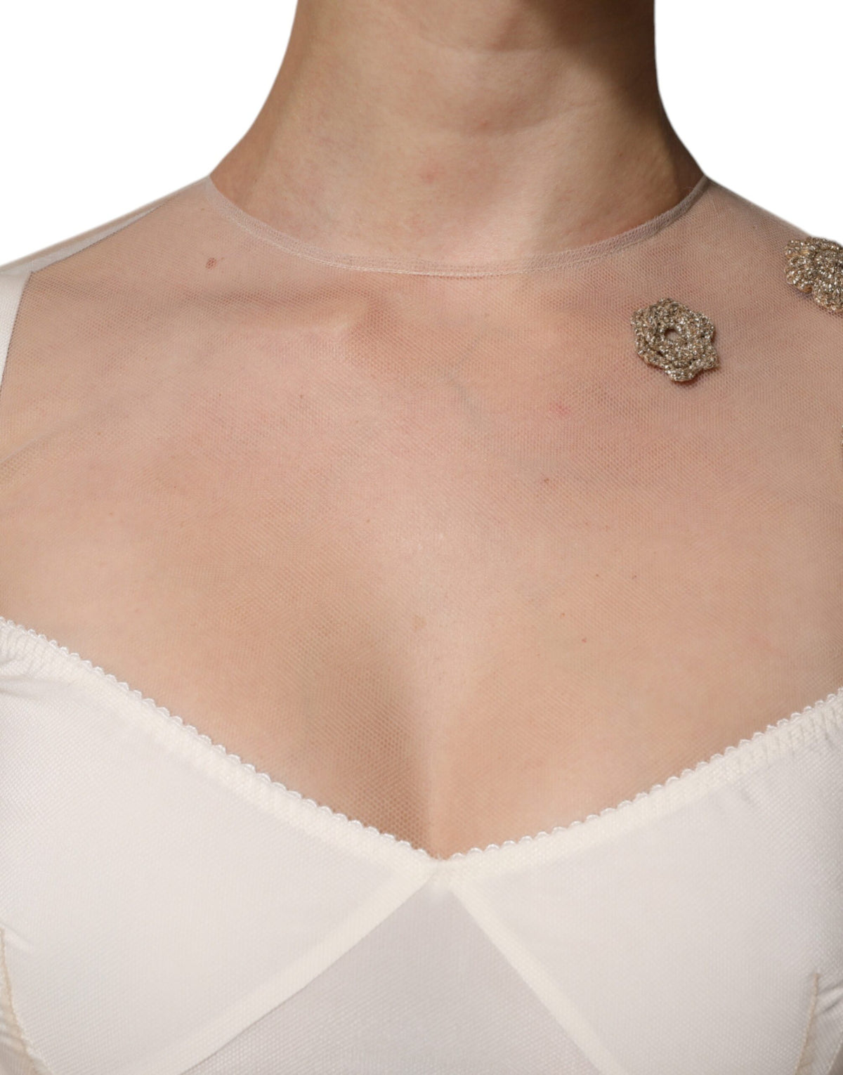Robe Midi Bodycon Bustier en Tulle Transparent Dolce & Gabbana