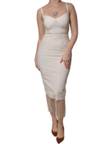 Robe Midi Bodycon Bustier en Tulle Transparent Dolce & Gabbana
