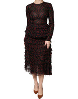 Robe Midi Superposée à Pois Noirs et Rouges en Soie Dolce & Gabbana