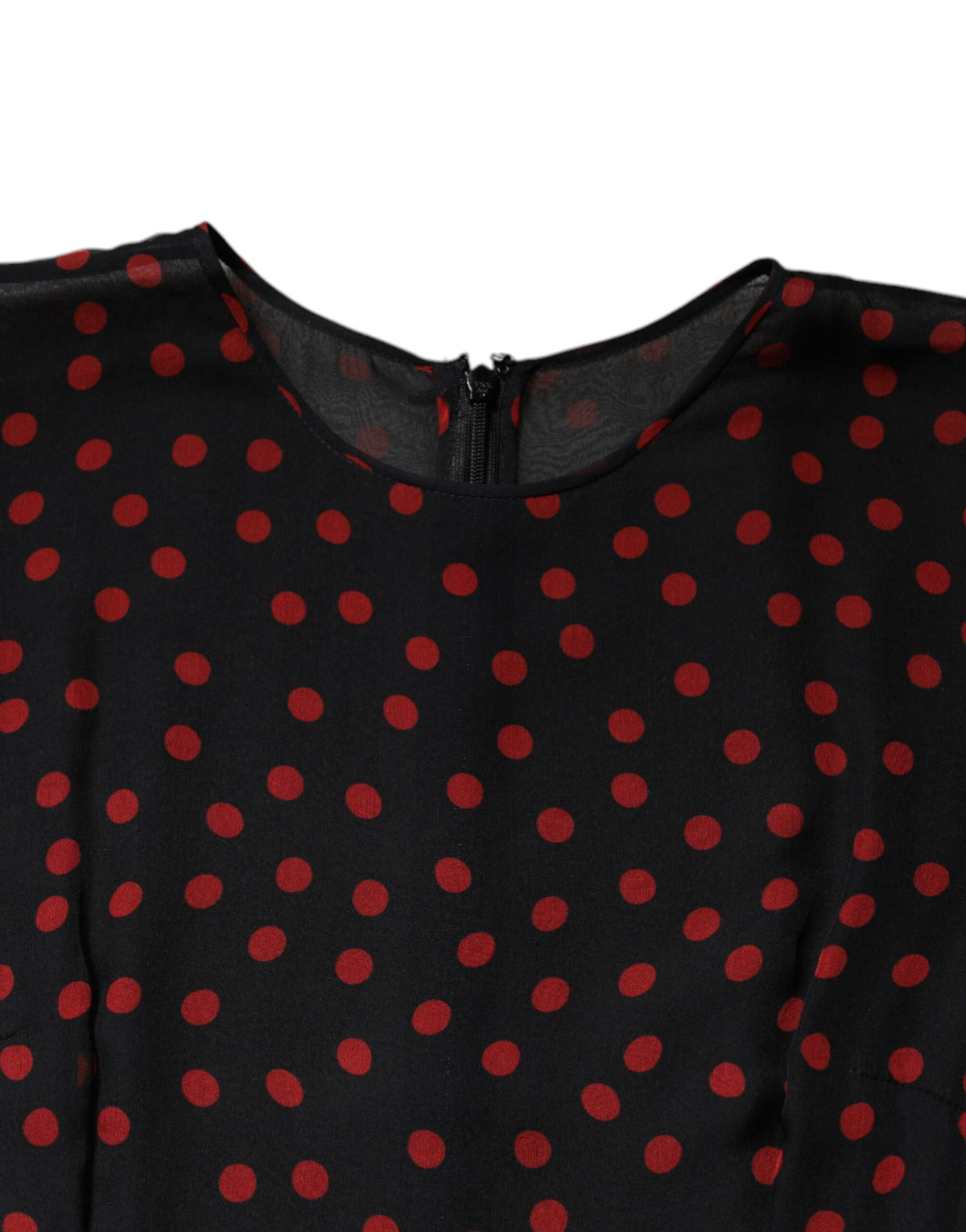 Robe Midi Superposée à Pois Noirs et Rouges en Soie Dolce & Gabbana