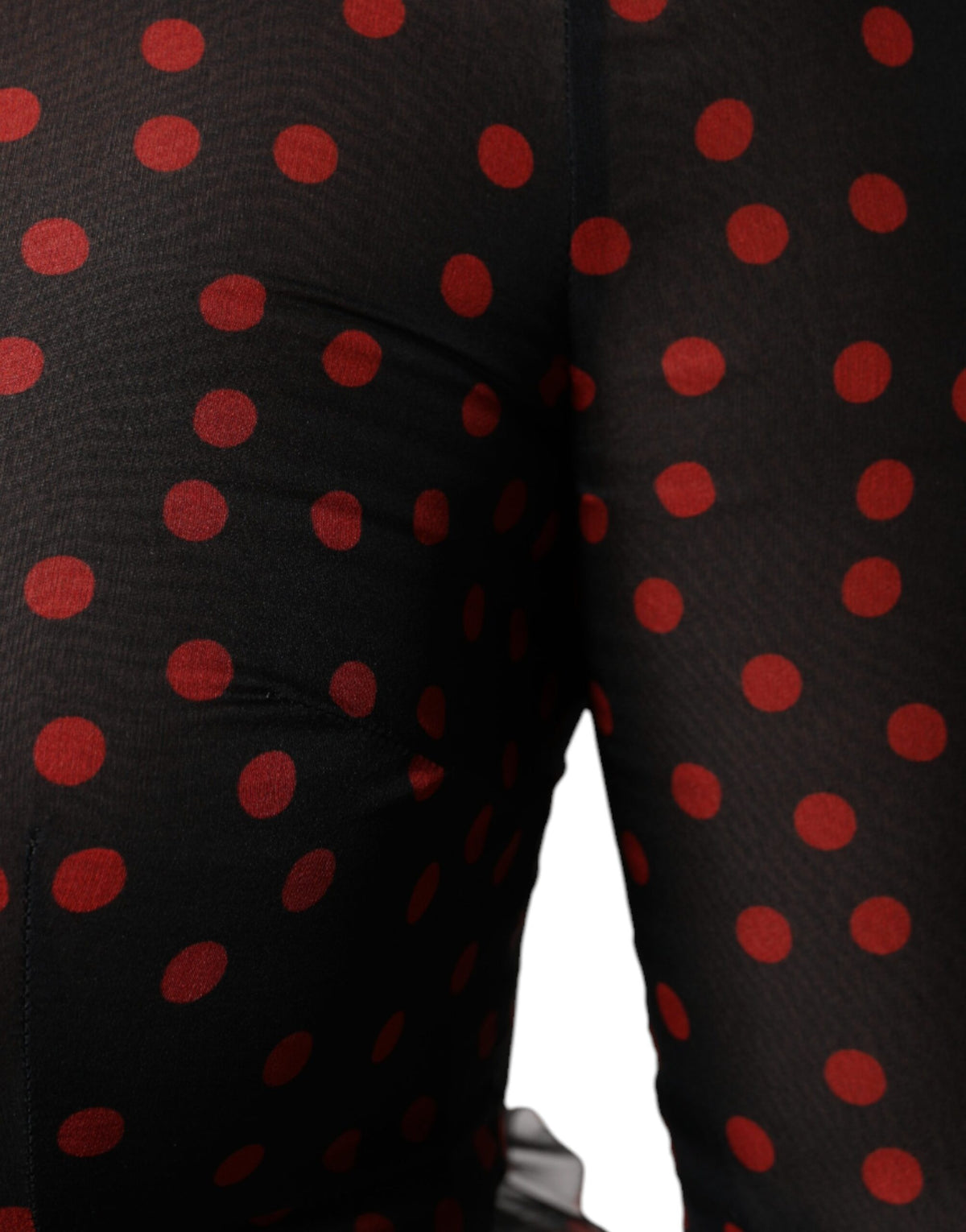 Robe Midi Superposée à Pois Noirs et Rouges en Soie Dolce & Gabbana