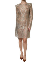 Robe Mini A-ligne en Dentelle Florale Dorée Dolce & Gabbana