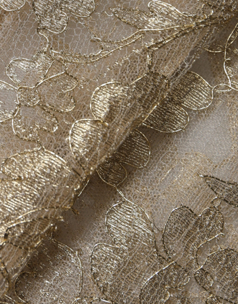 Robe Mini A-ligne en Dentelle Florale Dorée Dolce & Gabbana