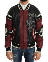 Veste Dolce & Gabbana en cuir noir et rouge Club Lounge