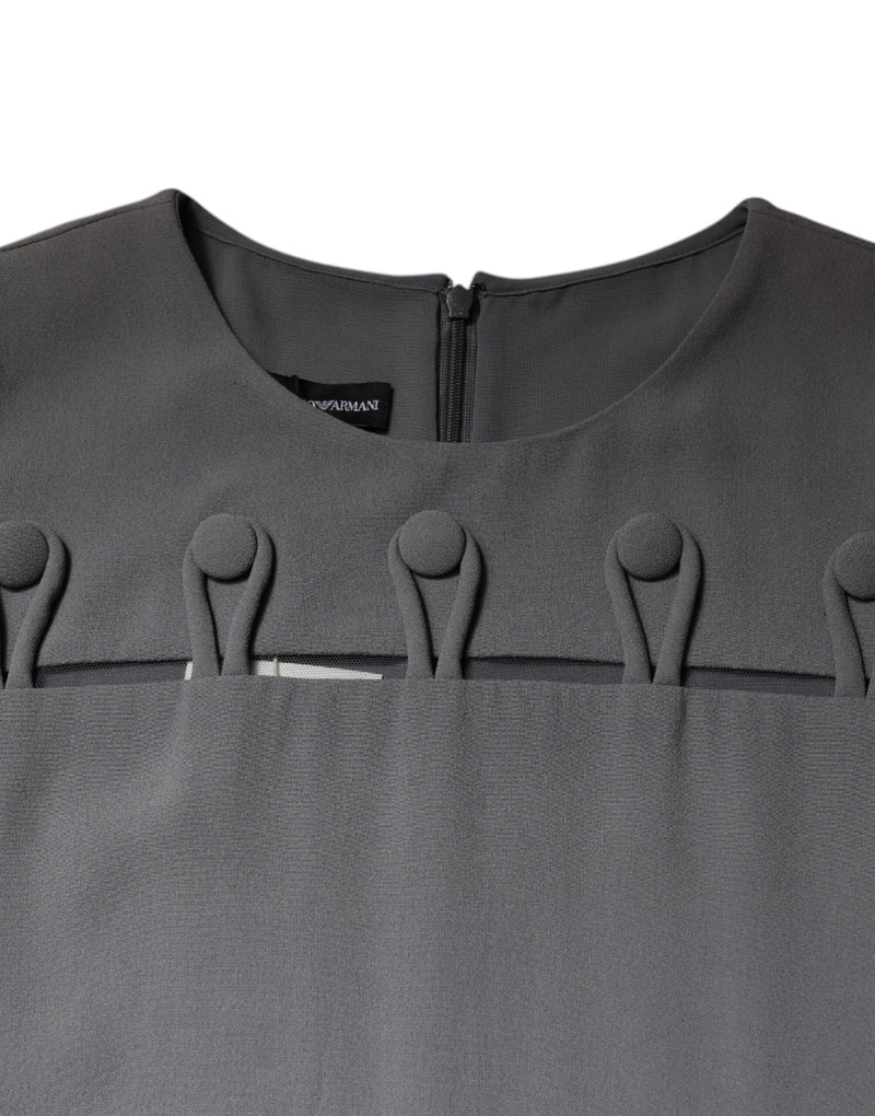 Robe Mini A-Line Sans Manches à Col Rond Emporio Armani - Gris