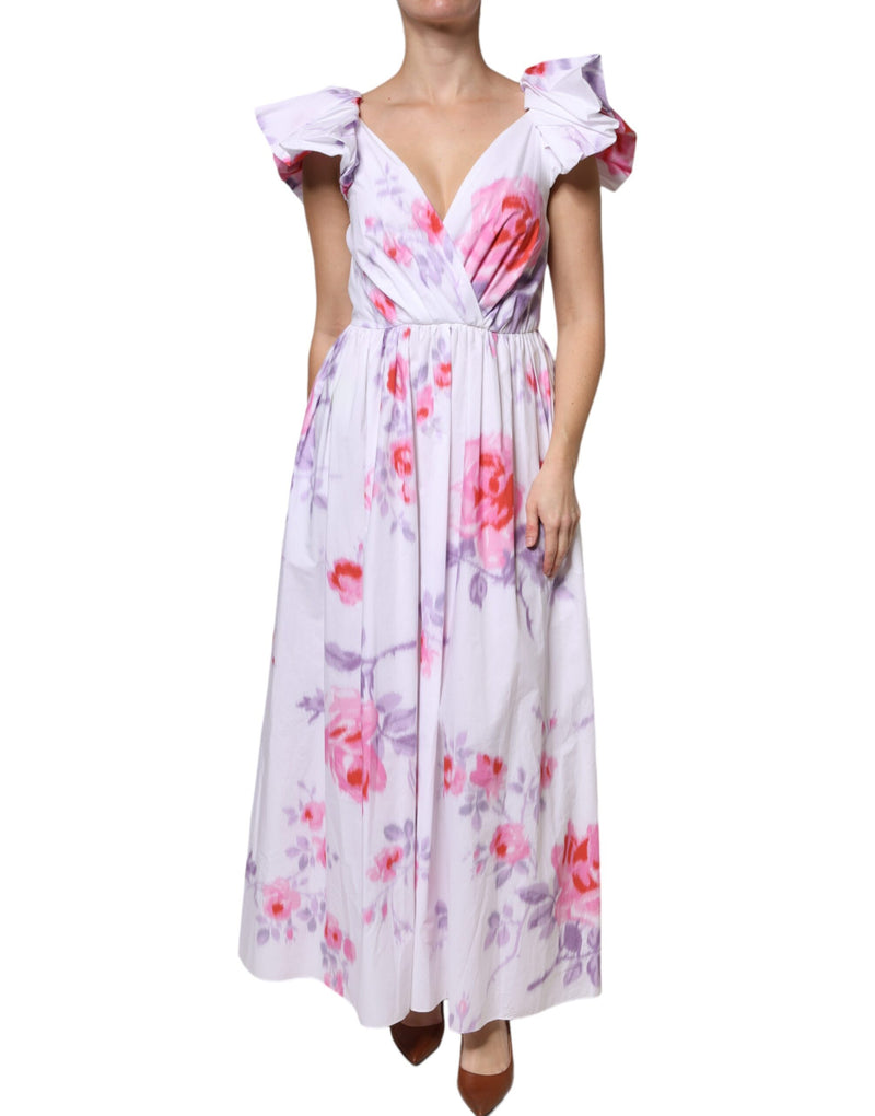 Philosophy Di Lorenzo Serafini White Floral Cotton Maxi Dress
