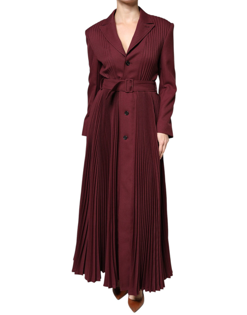 Philosophy Maroon Belted Button Down Dress - Élégance Maxi Style
