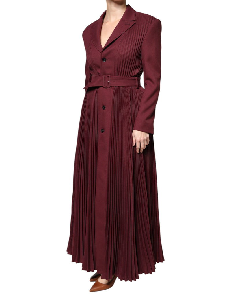 Philosophy Maroon Belted Button Down Dress - Élégance Maxi Style