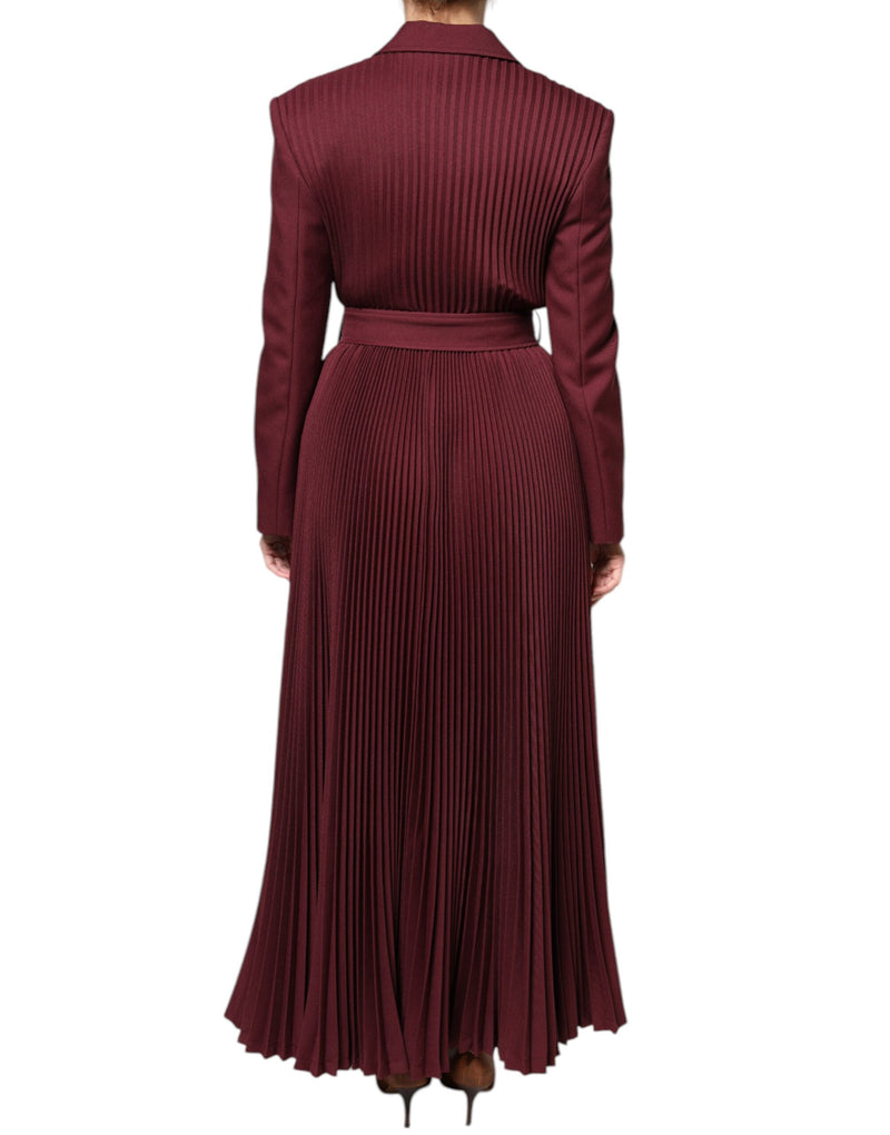 Philosophy Maroon Belted Button Down Dress - Élégance Maxi Style