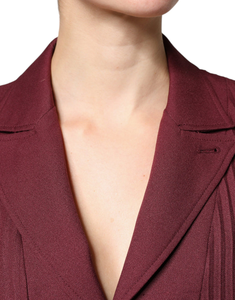 Philosophy Maroon Belted Button Down Dress - Élégance Maxi Style