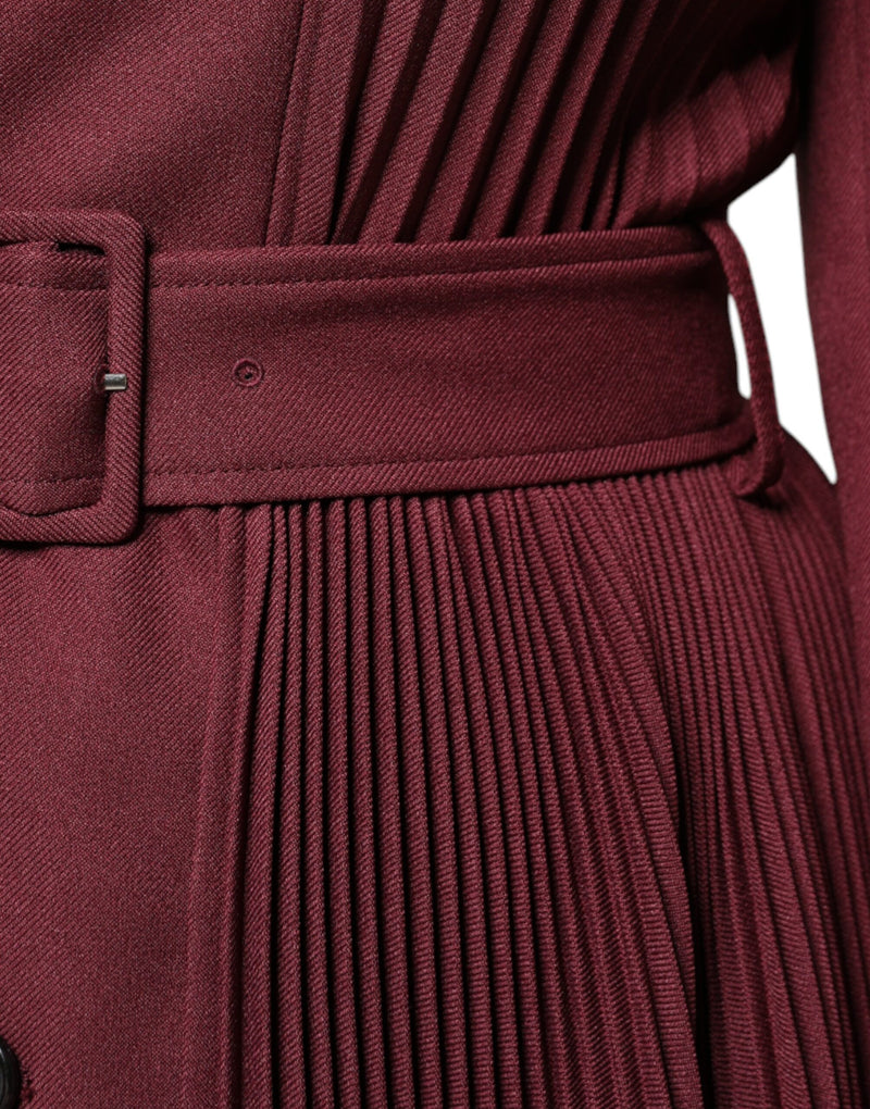 Philosophy Maroon Belted Button Down Dress - Élégance Maxi Style