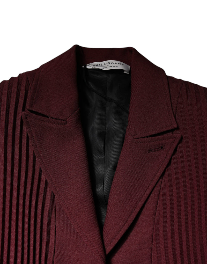 Philosophy Maroon Belted Button Down Dress - Élégance Maxi Style