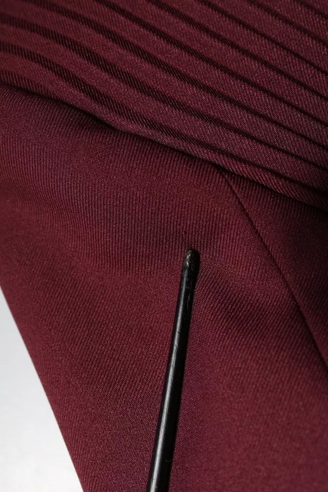 Philosophy Maroon Belted Button Down Dress - Élégance Maxi Style