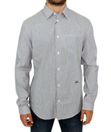 Chemise décontractée en coton rayé gris GF Ferre