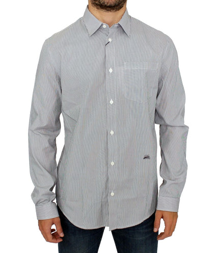 Chemise décontractée en coton rayé gris GF Ferre
