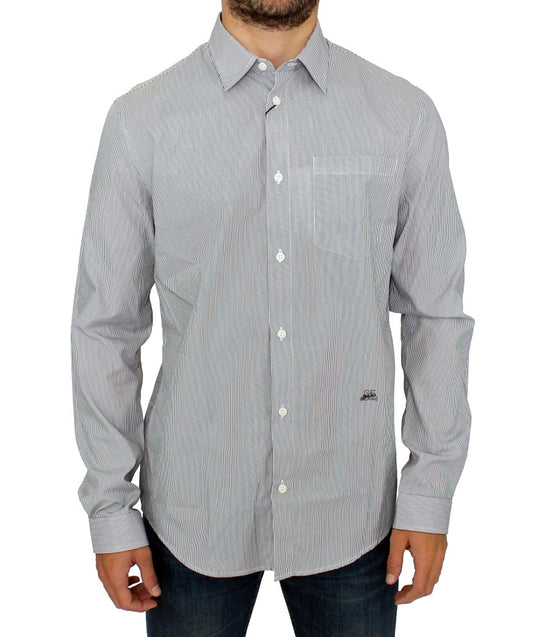 Chemise décontractée en coton rayé gris GF Ferre
