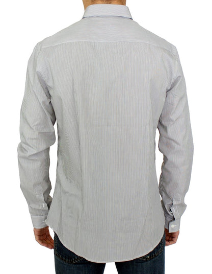 Chemise décontractée en coton rayé gris GF Ferre