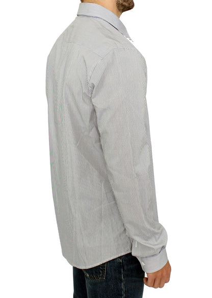Chemise décontractée en coton rayé gris GF Ferre