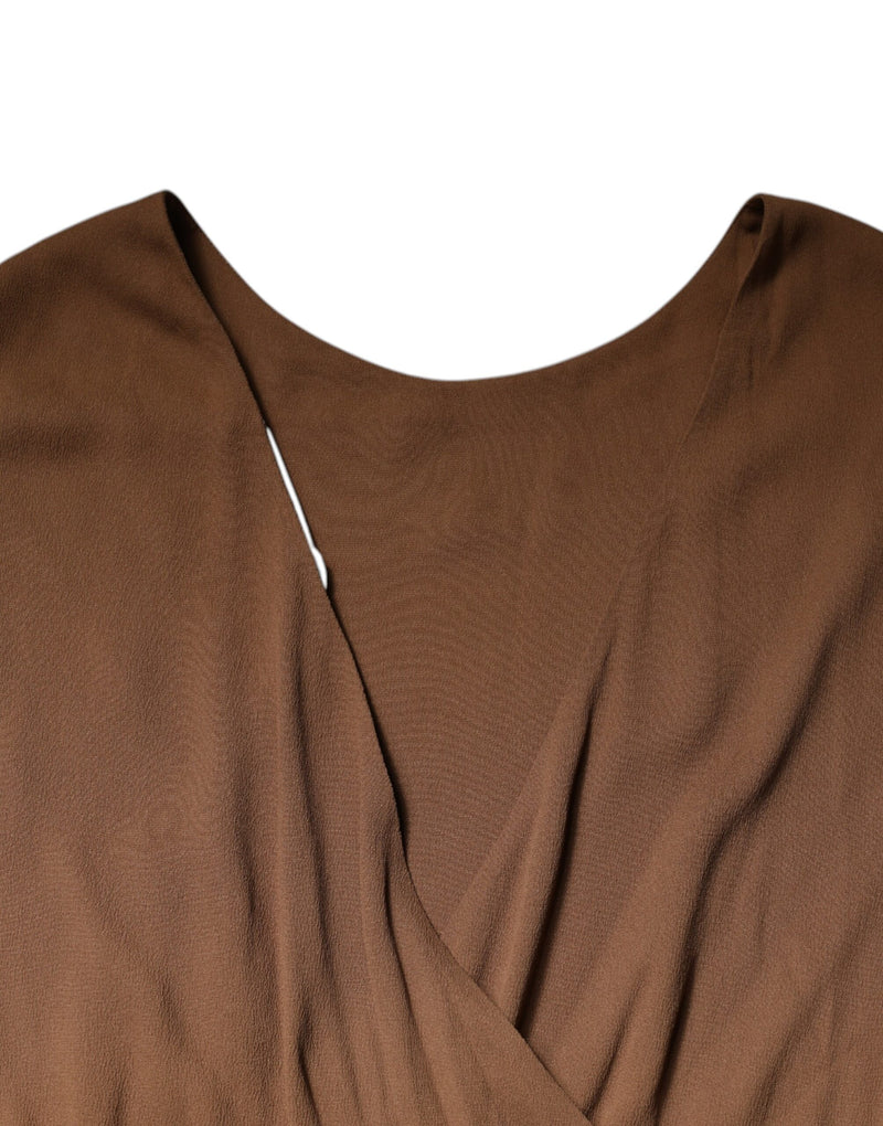 Fabiana Filippi Robe Maxi Sans Manches Brun à Col V Profond