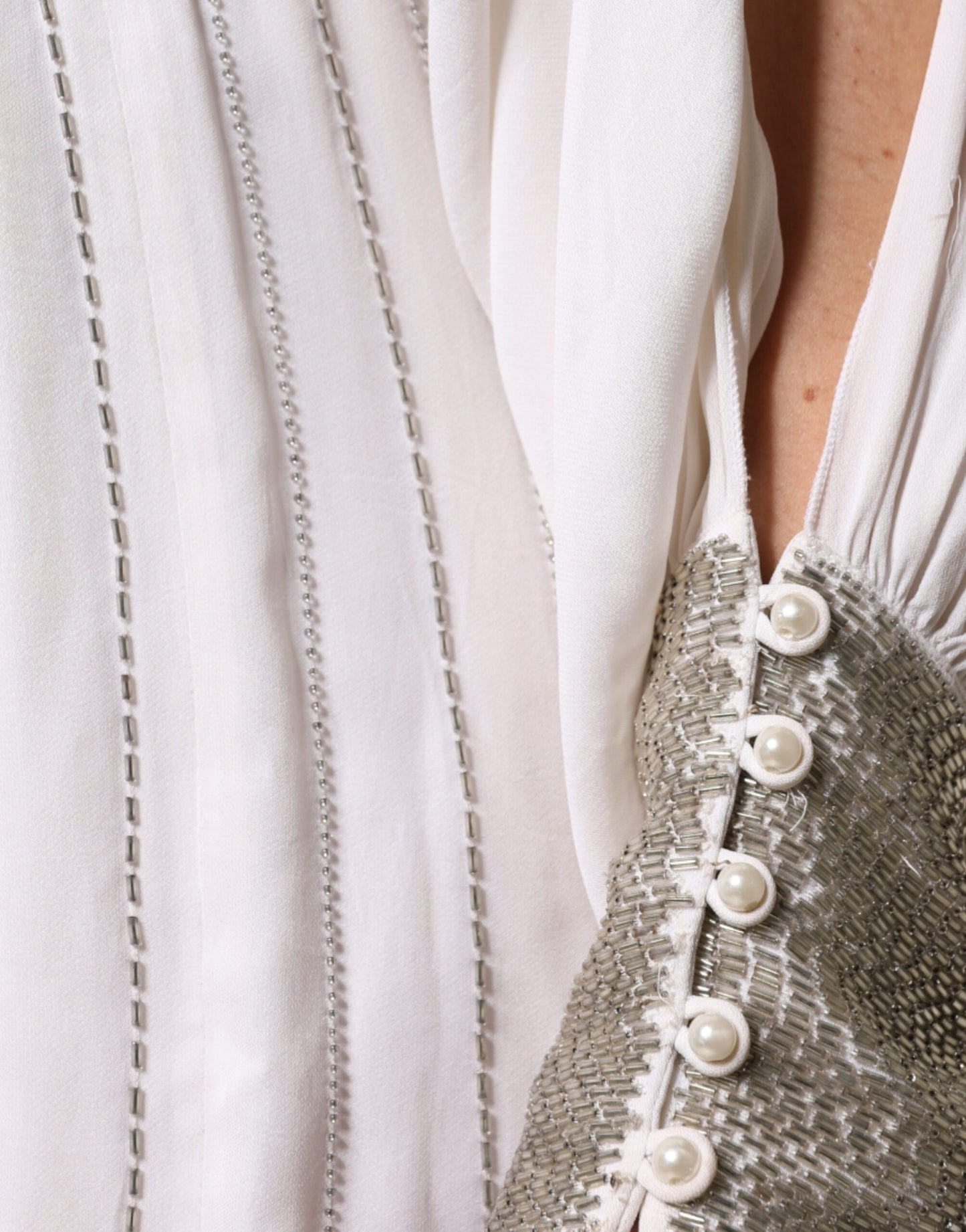 Christian Pellizzari Off White Versierde Lange Maxi Jurk